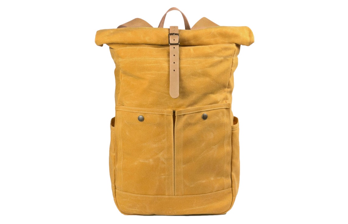 roll top waxed canvas backpack