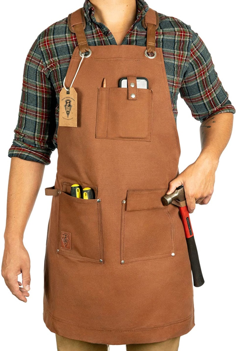 Tool Apron to Give Protection Canvas Apron Workshop Tool Apron for Women Men Chef Woodworking Shop Apron Utility Work Apron with Adjustable Straps 