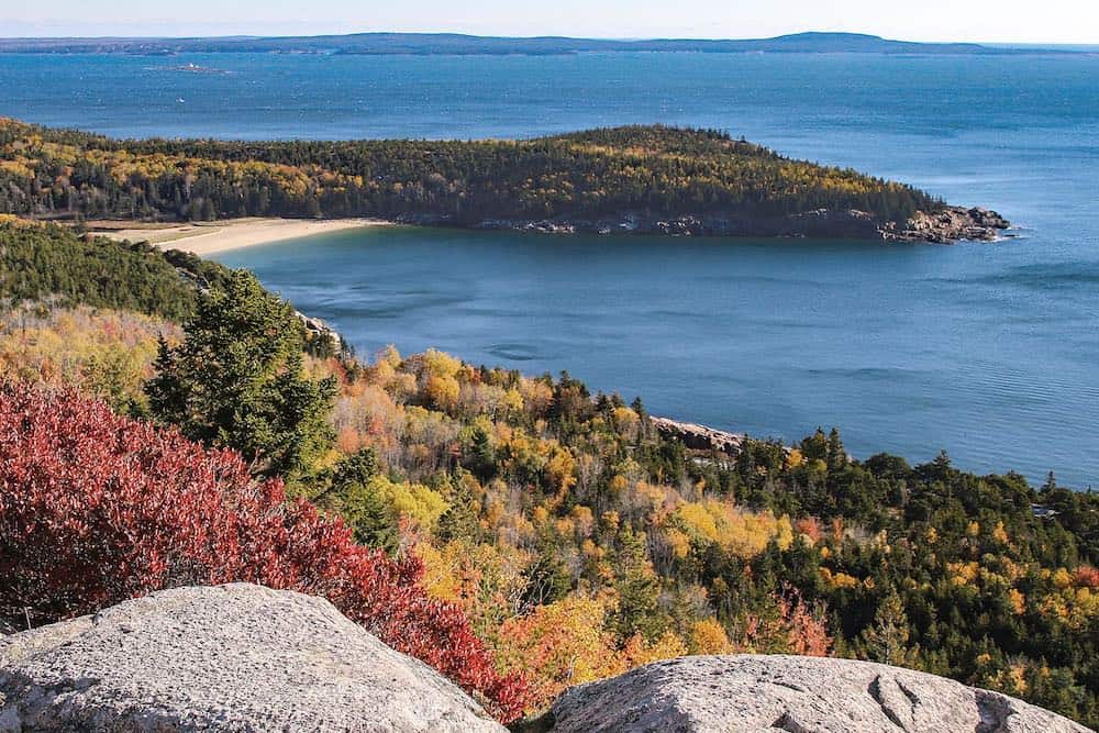 Sand Beach Cove and Great Head from Gorham Mountain