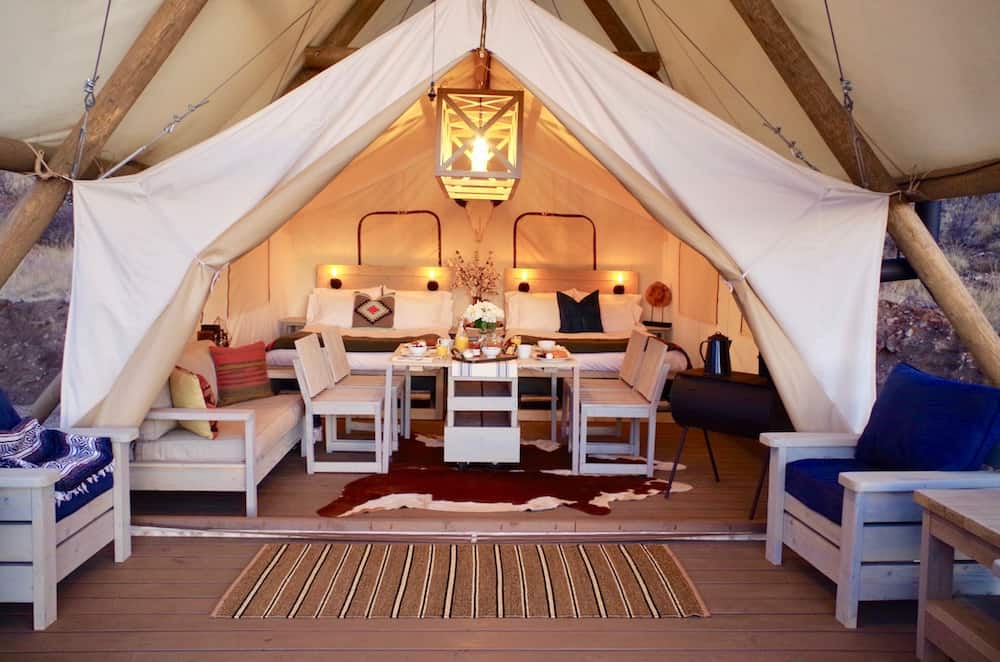 Black Tree Resort Glamping Tent at Dinnertime