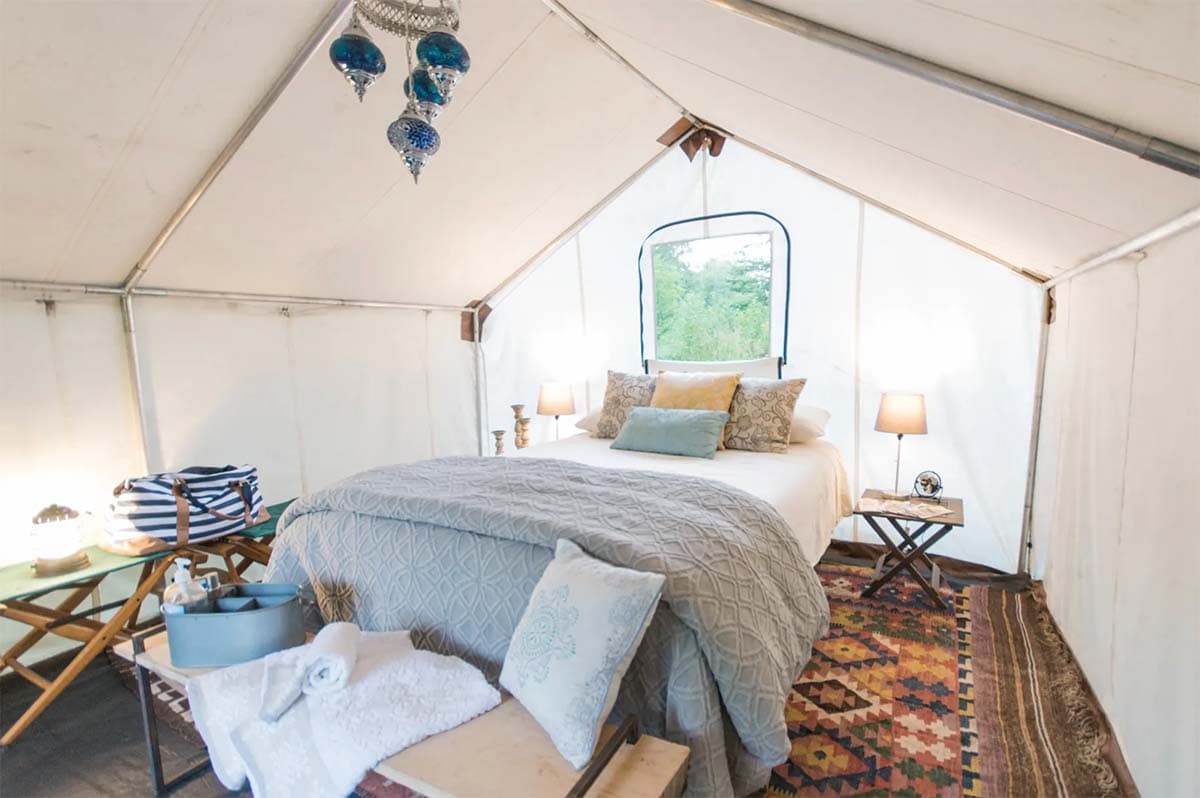 wisconsin glamping tent interior