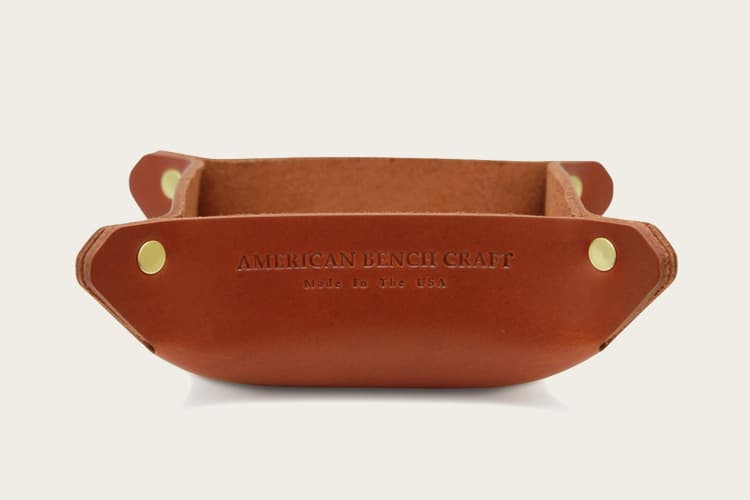 American Bench Craft Leather Catchall Valet Tray
