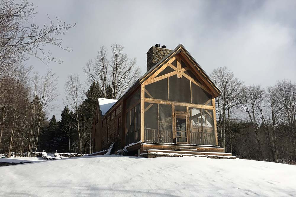 snowy secluded new york cabin