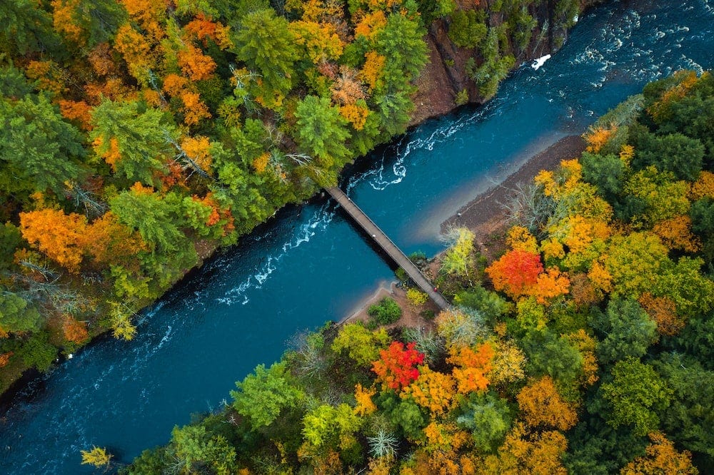 A river in Copper Falls State Park in autumn