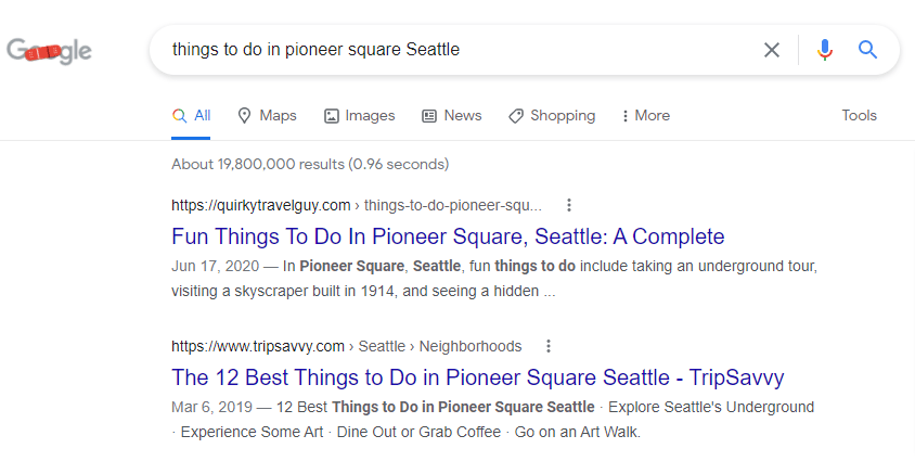 google search results example