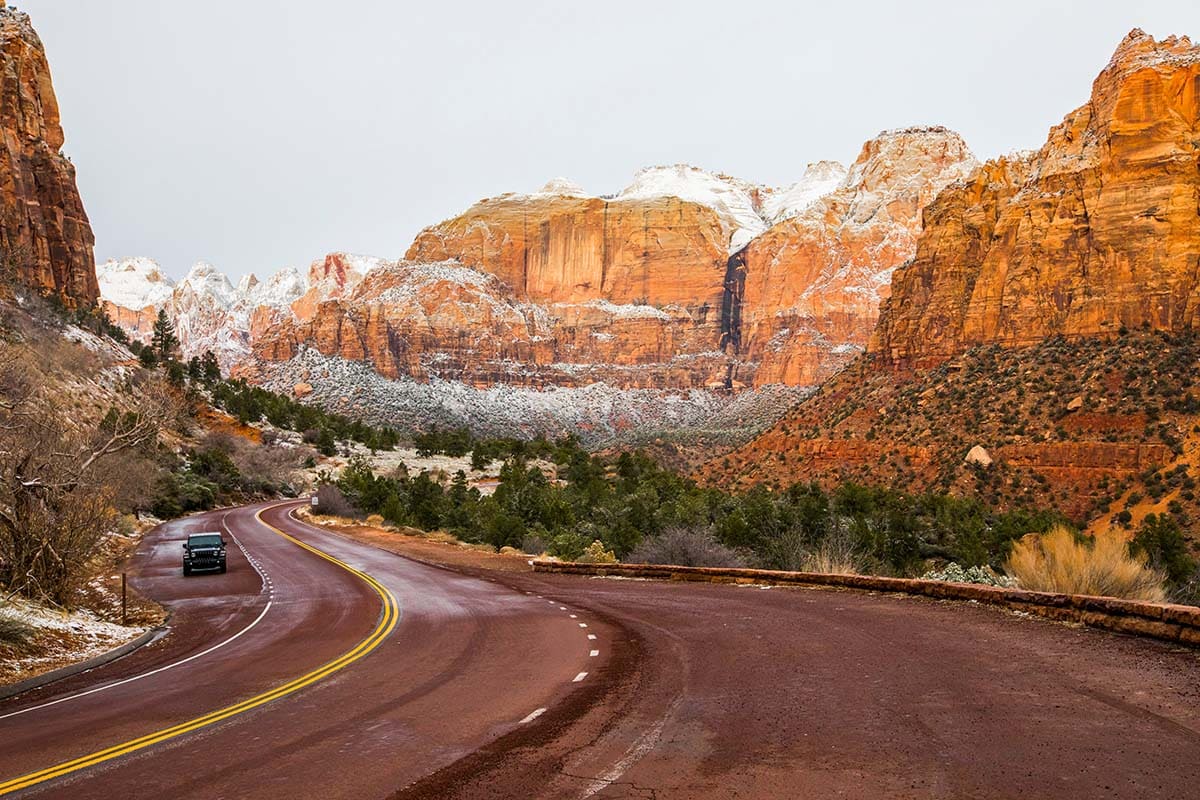 best time to visit zion - winter