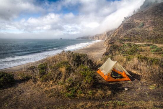 oceanfront camping california tent