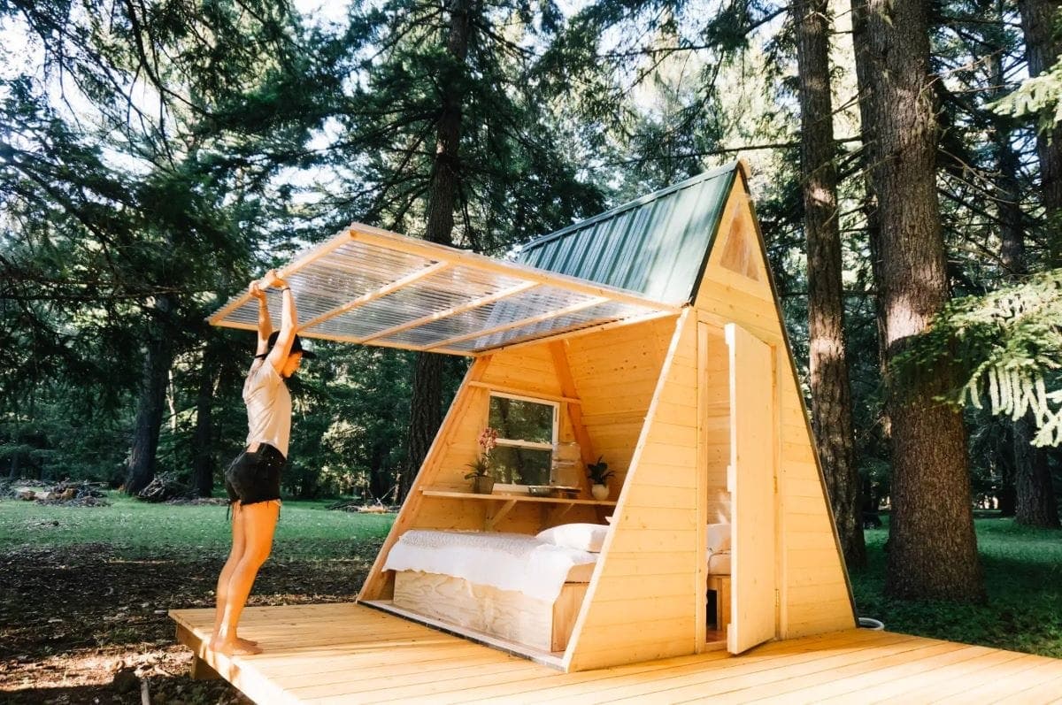 tiny a-frame glamping