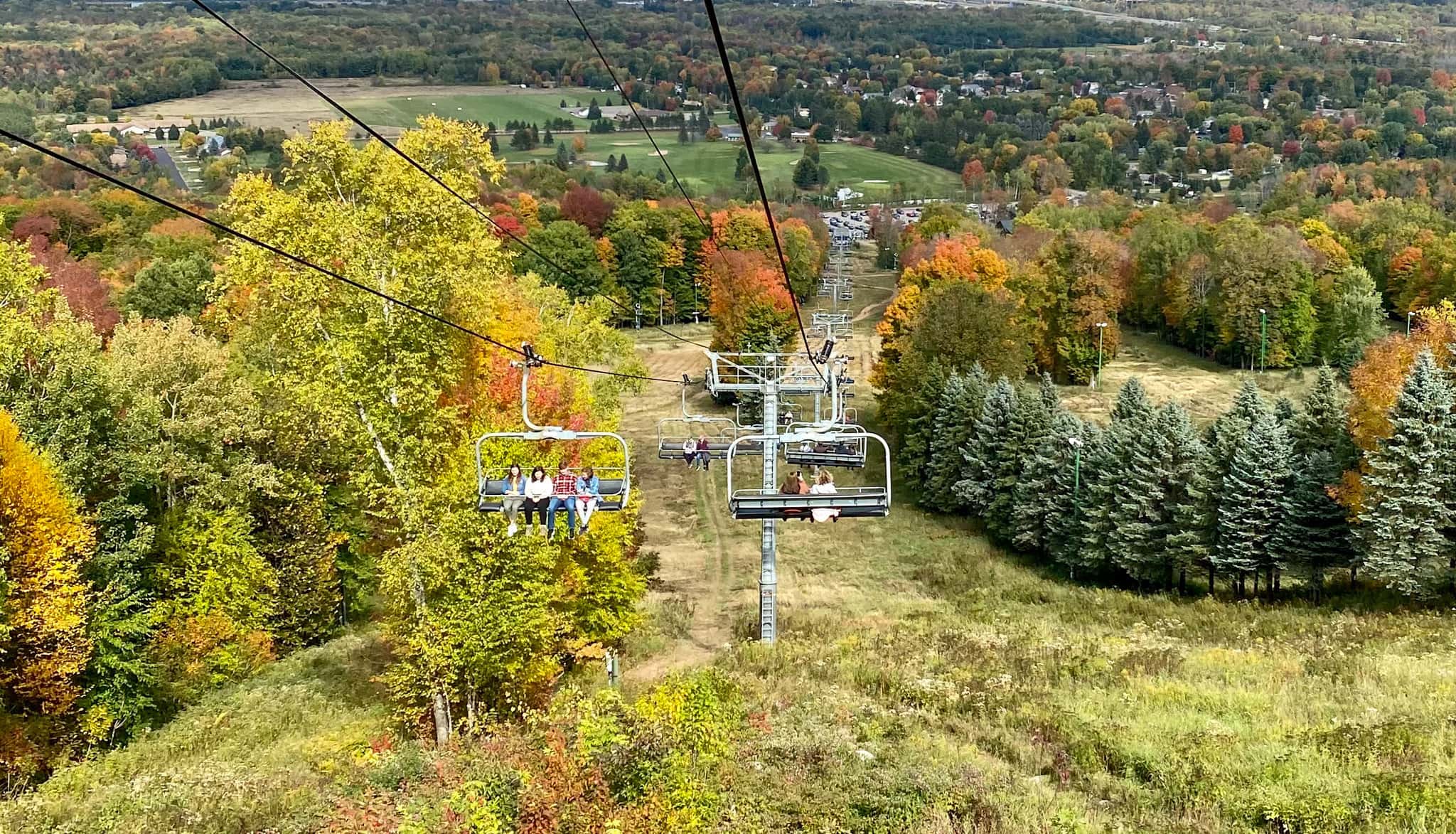 Riding the ski lift Rib Mountain