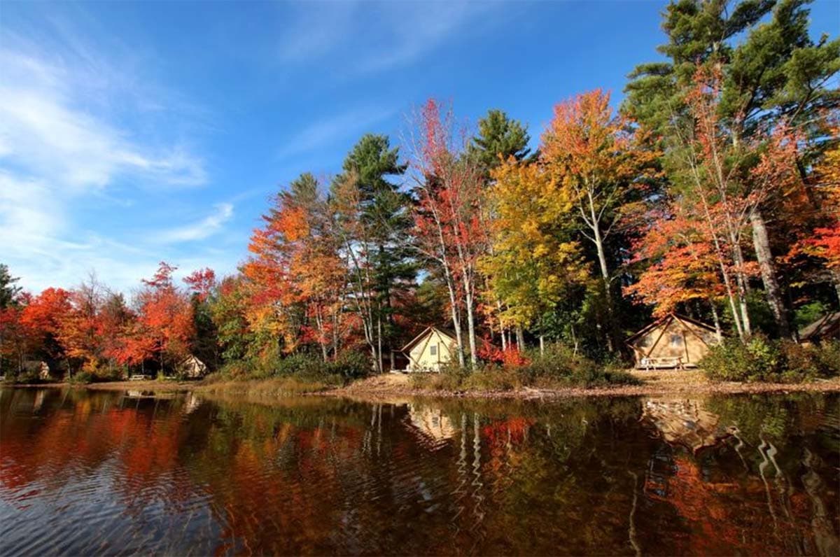 new hampshire campground in fall