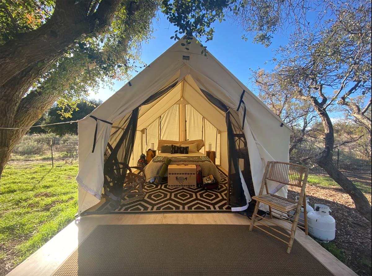 unique places to stay socal - glamping tent