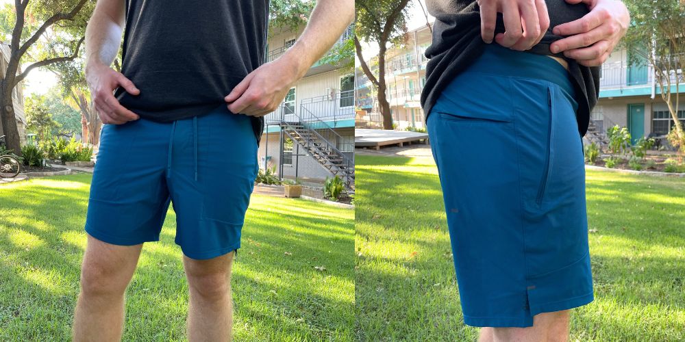 Blue lululemon shorts being worn by a guy