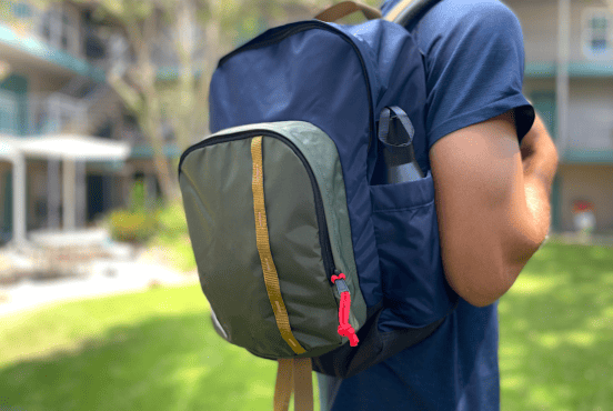 Wearing the TOPO sessions backpack