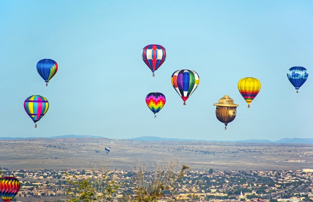 Hot air balloons fly over New Mexico