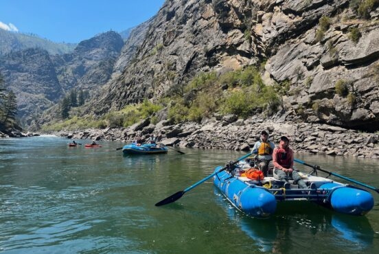 Rafts float down the Salmon River