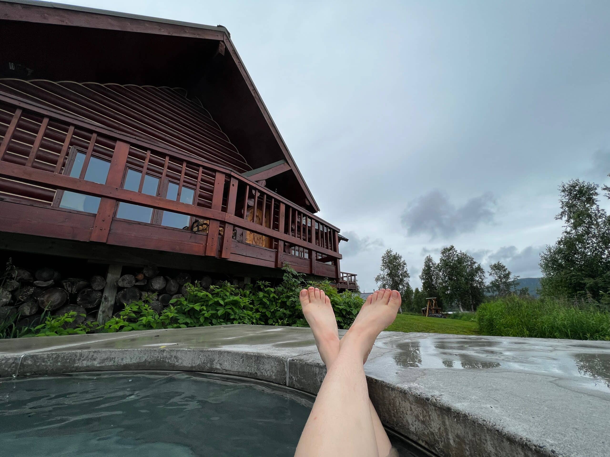 Soaking in the hot tub at Tordrillo lodge