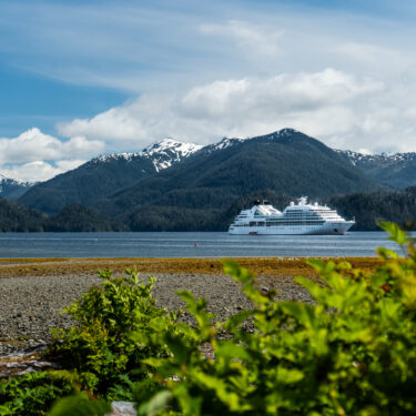 The Seabourn Odyssey anchored in Sitka fjords 3