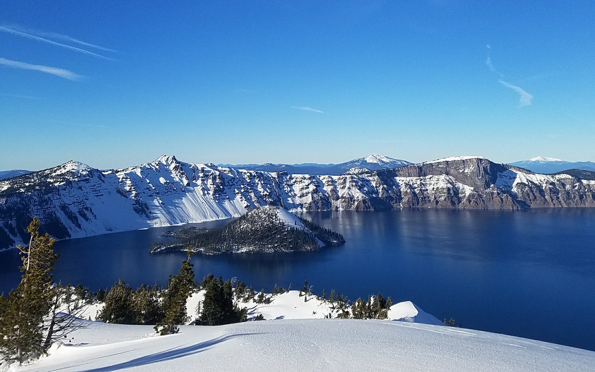 A sunny winter day at Crater Lake