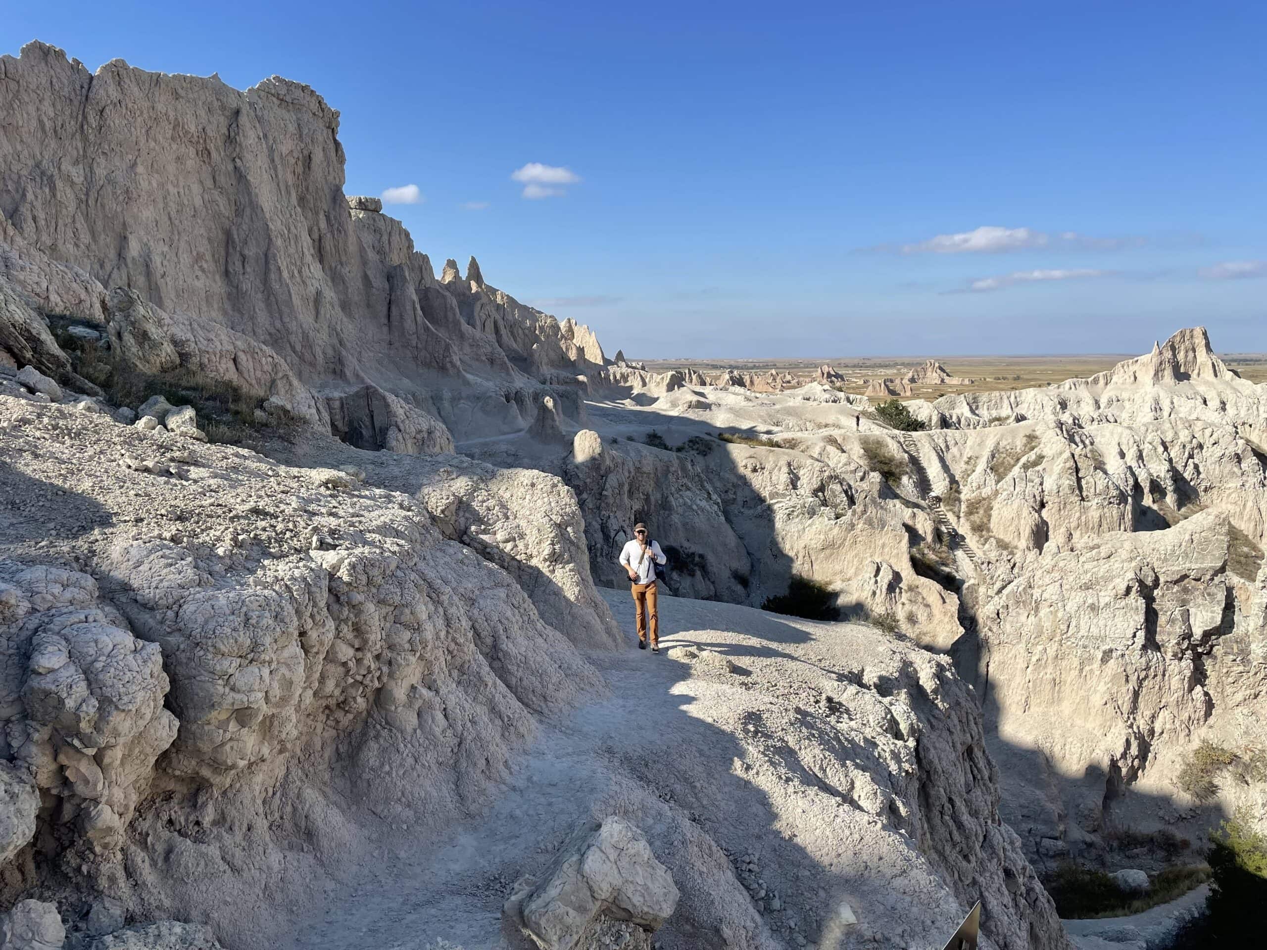 Hiking in Badlands National Park in South Dakota