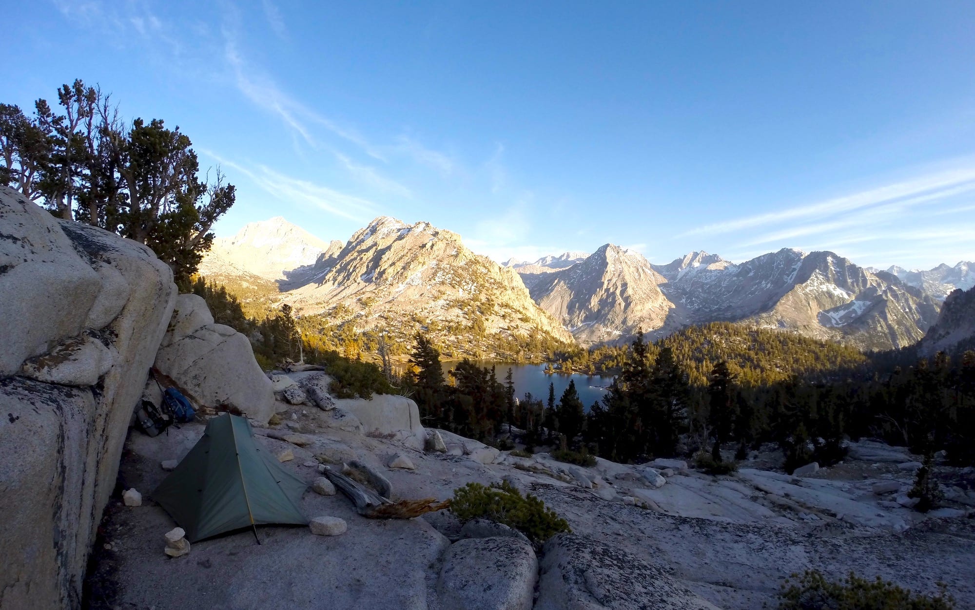 Setting up camp in the Sierra Nevadas 